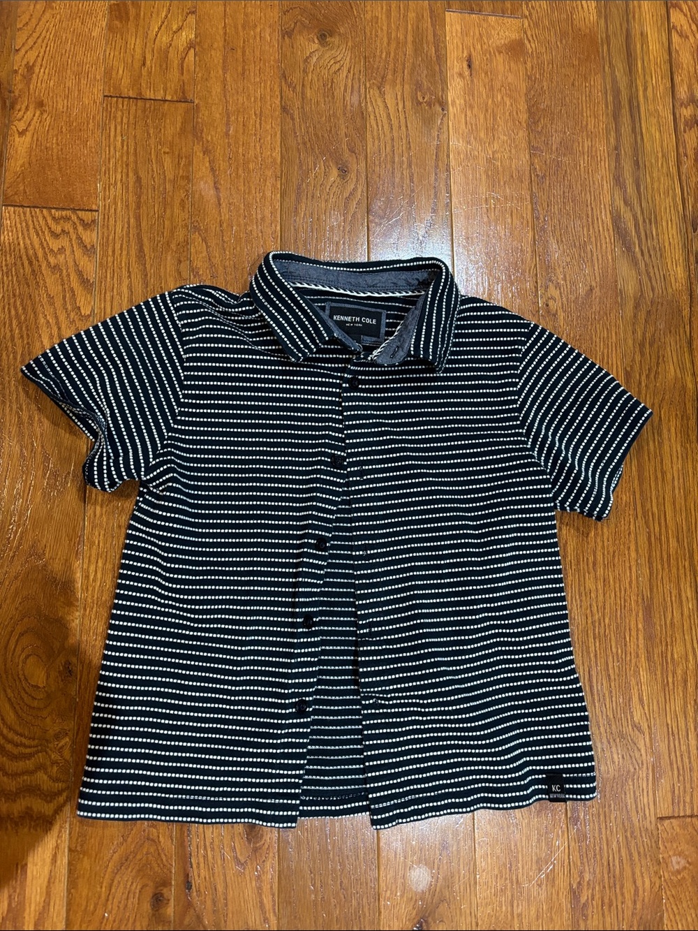 Kenneth Cole Kids Navy and White Striped Polo